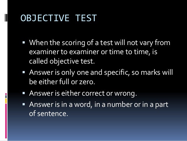 Objective test