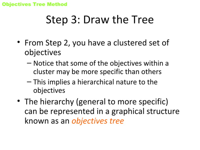 Objective tree method