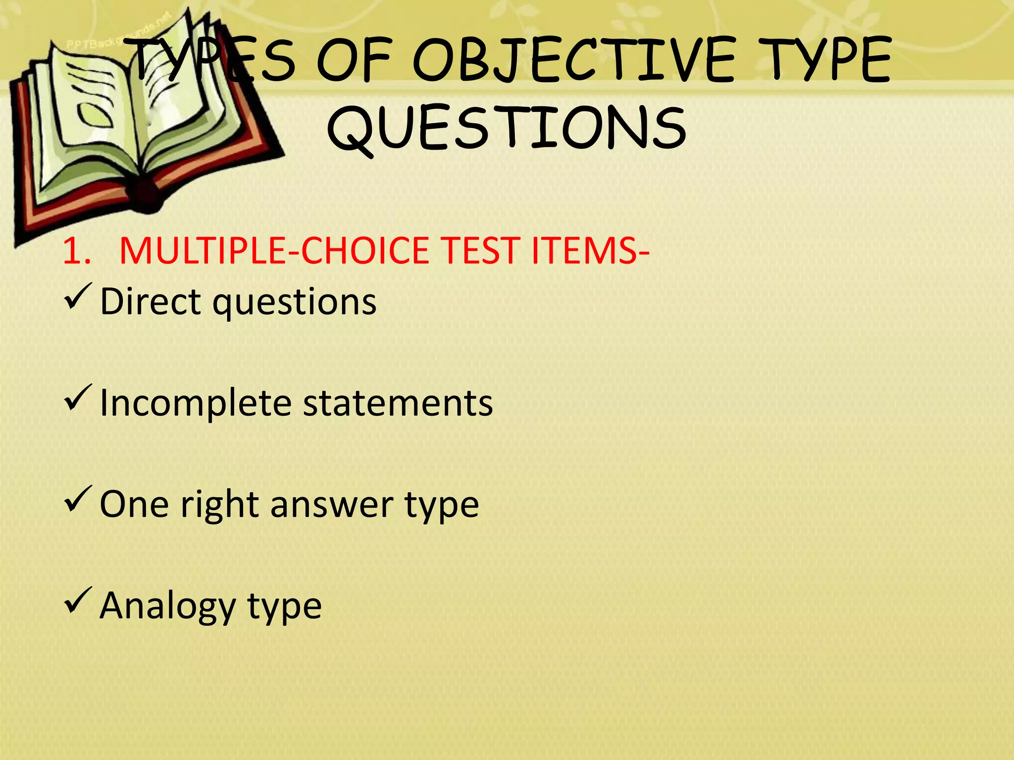 Objective type test | PDF | Standardized Testing | Educational Assessment