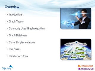 Overview
• Introductions
• Graph Theory
• Commonly Used Graph Algorithms
• Graph Databases
• Current Implementations
• Use Cases
• Hands-On Tutorial

 