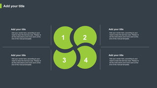 Add your title
1 2
4
3
Add your title
Add your words here, according to your
need to draw the text box size. Please re
ad the instructions and more work at the
end of the manual template.
Add your title
Add your words here, according to your
need to draw the text box size. Please re
ad the instructions and more work at the
end of the manual template.
Add your title
Add your words here, according to your
need to draw the text box size. Please re
ad the instructions and more work at the
end of the manual template.
Add your title
Add your words here, according to your
need to draw the text box size. Please re
ad the instructions and more work at the
end of the manual template.
 