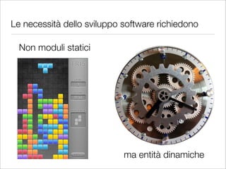 Le necessità dello sviluppo software richiedono

  Non moduli statici




                            ma entità dinamiche
 