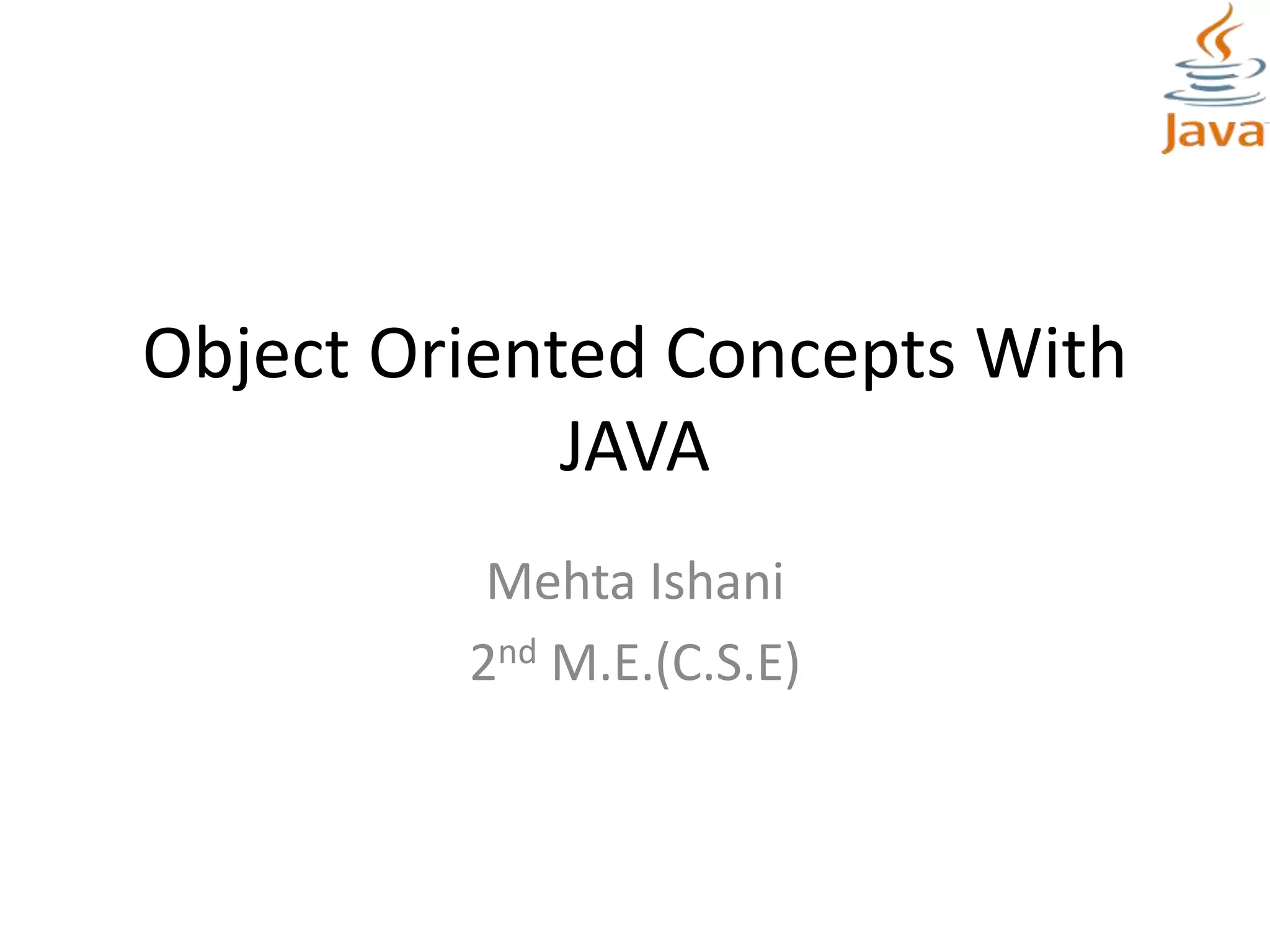 Object oriented concepts with java | PPTX | Programming Languages ...