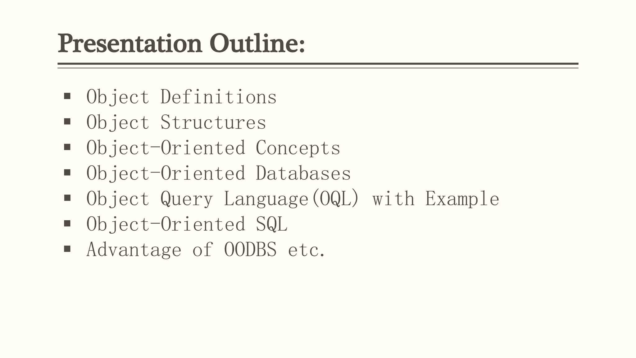 Object oriented database | PPT