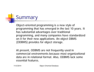 Object oriented databases | PPT