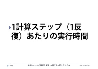 2017/06/07並列Fortranの現状と展望 ∼現代化か肥大化か？∼143
1計算ステップ（1反
復）あたりの実行時間
 