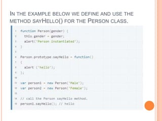 IN THE EXAMPLE BELOW WE DEFINE AND USE THE
METHOD SAYHELLO() FOR THE PERSON CLASS.

 