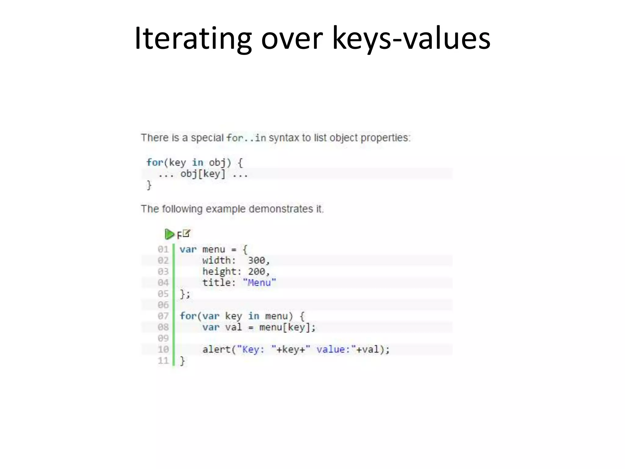 Iterating over keys-values 