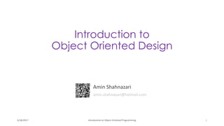 Introduction to Object oriented Design | PPT