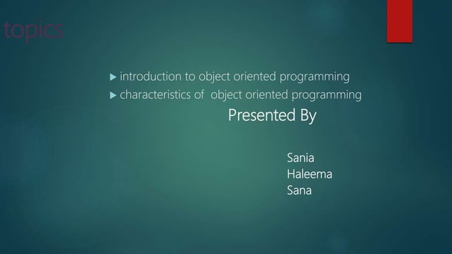 Object oriented programming | PPT