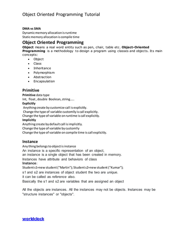 Object oriented programming tutorial | PDF