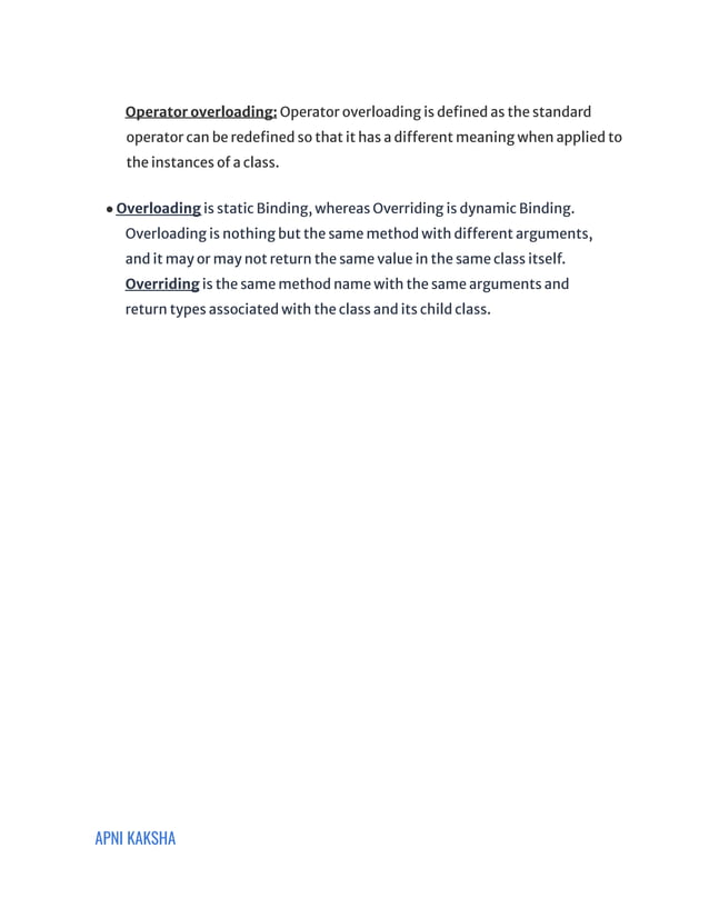 Object Oriented Programming notes provided | PDF