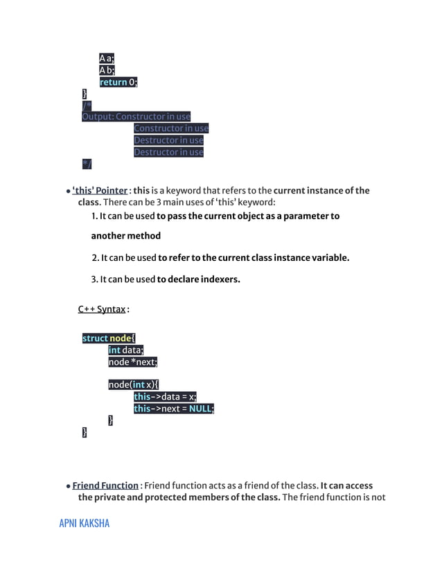 Object Oriented Programming notes provided | PDF