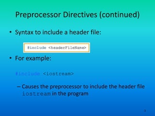 Object oriented programming 11 preprocessor directives and program ...