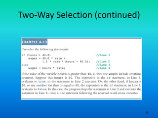 13
Two-Way Selection (continued)
 