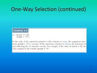 8
One-Way Selection (continued)
 