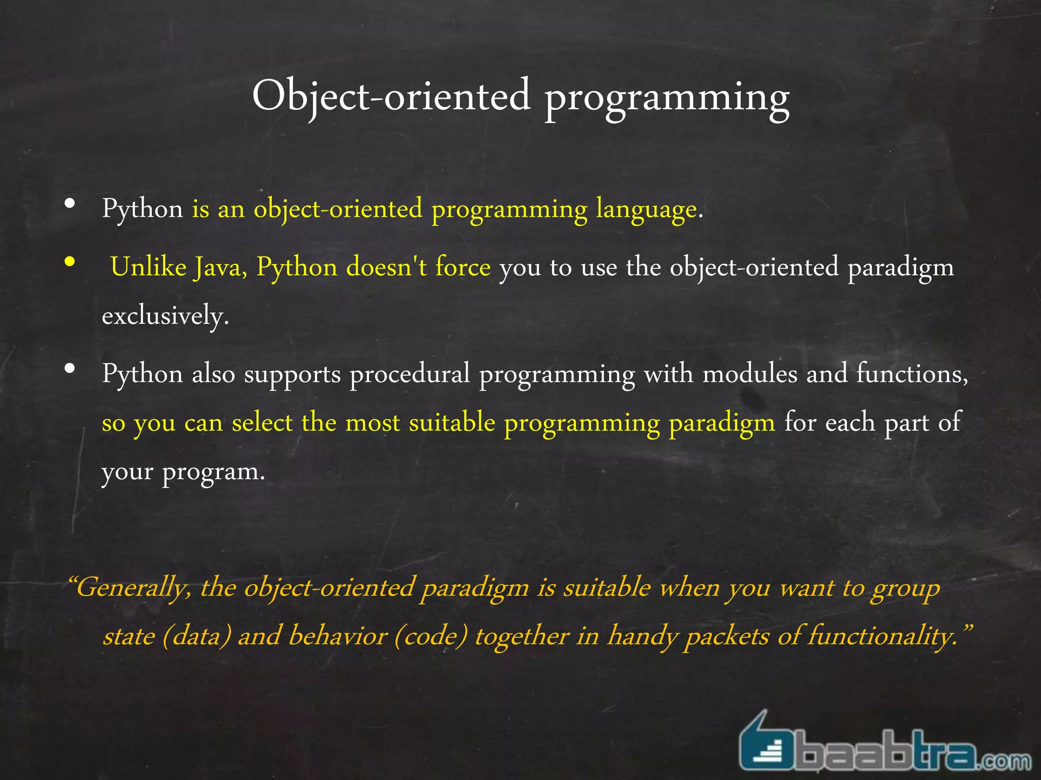 Object oriented programming in python | PPT