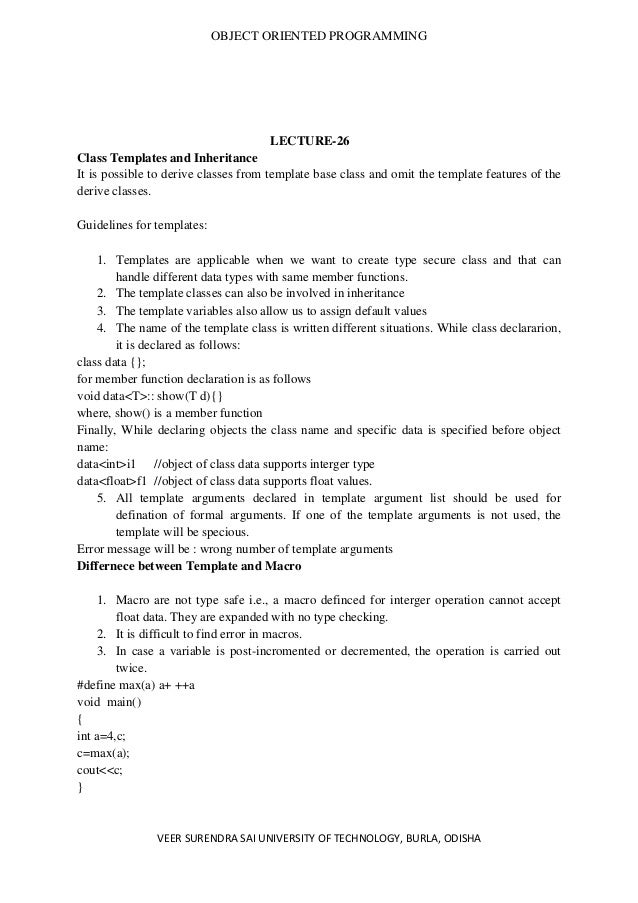 professional object oriented programmer templates