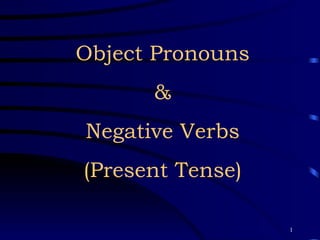 Object Pronouns & Negative Verbs (Present Tense) 