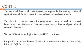 Object relational database management system | PPTX | Databases ...