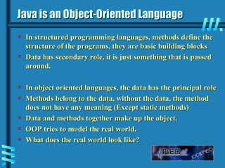 Java is an Object-Oriented Language ,[object Object],[object Object],[object Object],[object Object],[object Object],[object Object],[object Object]