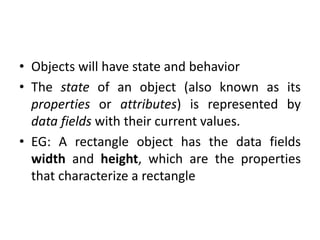 Objects and Classes in JAVA introduction | PPTX