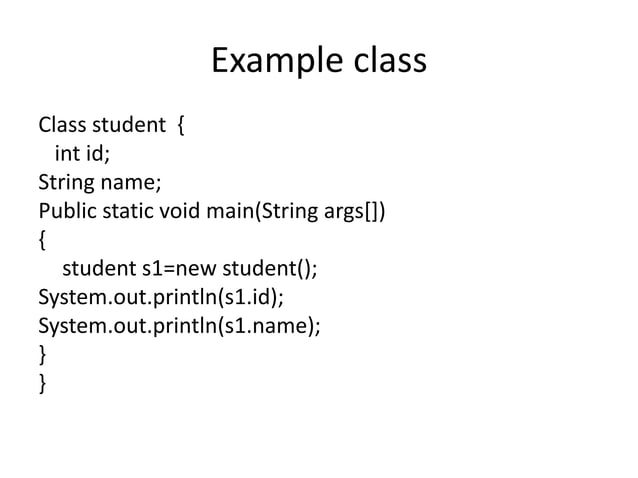 Objects and Classes in JAVA introduction | PPTX
