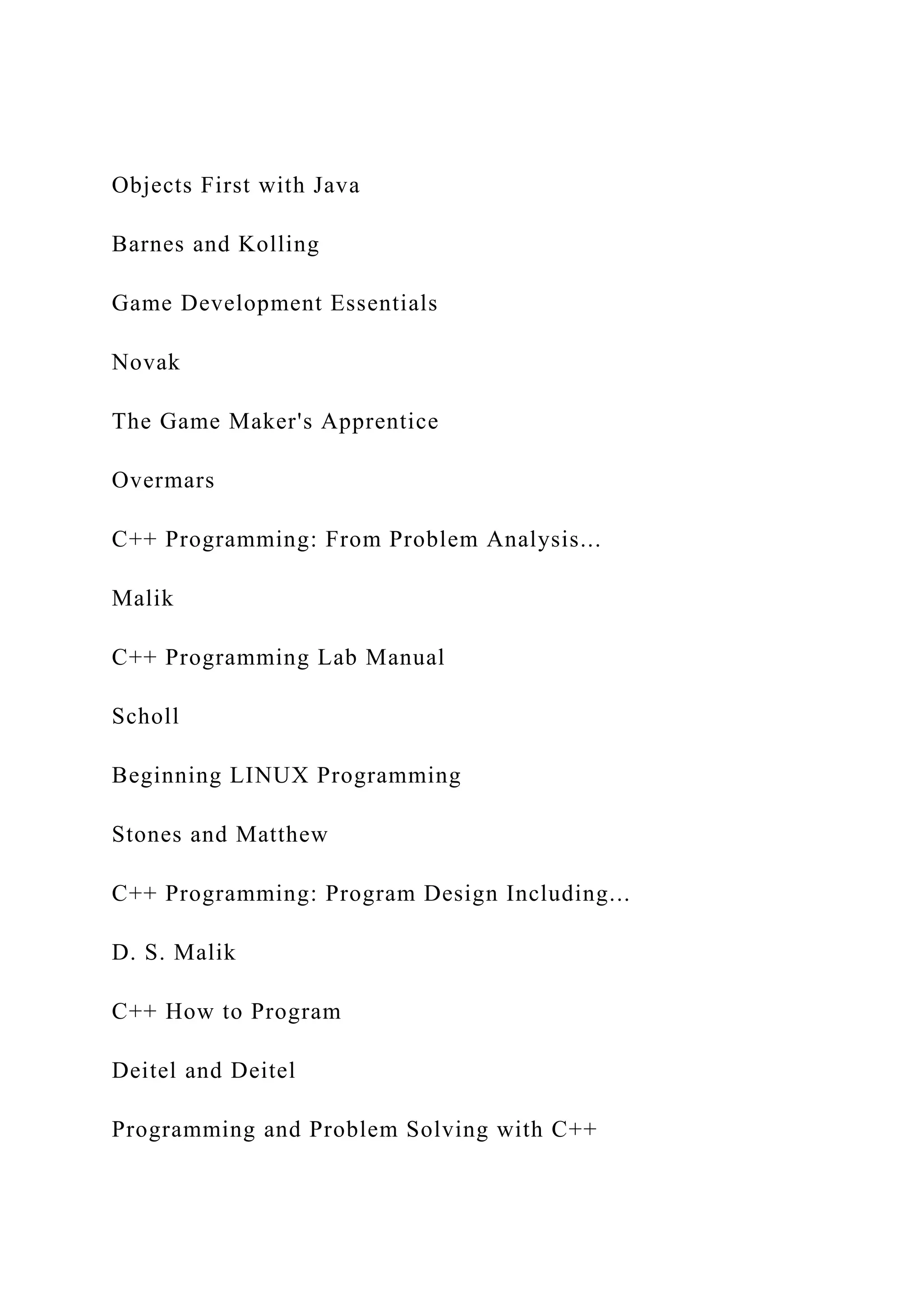 Objects First with JavaBarnes and KollingGame Development Es.docx