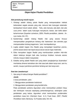 Apa Objek Filsafat Apa Objek Filsafat