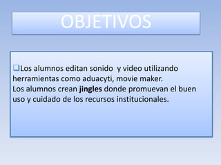 Diseñar un espacio de opinión y de reflexión en un chat donde se cree la cultura del denuncio y el cuidado de los recursos. Si los utilizó los cuido.OBJETIVOSDiseñar  estrategias de competencias en manejo de la información. A través de resolución de preguntas problematizadoras.