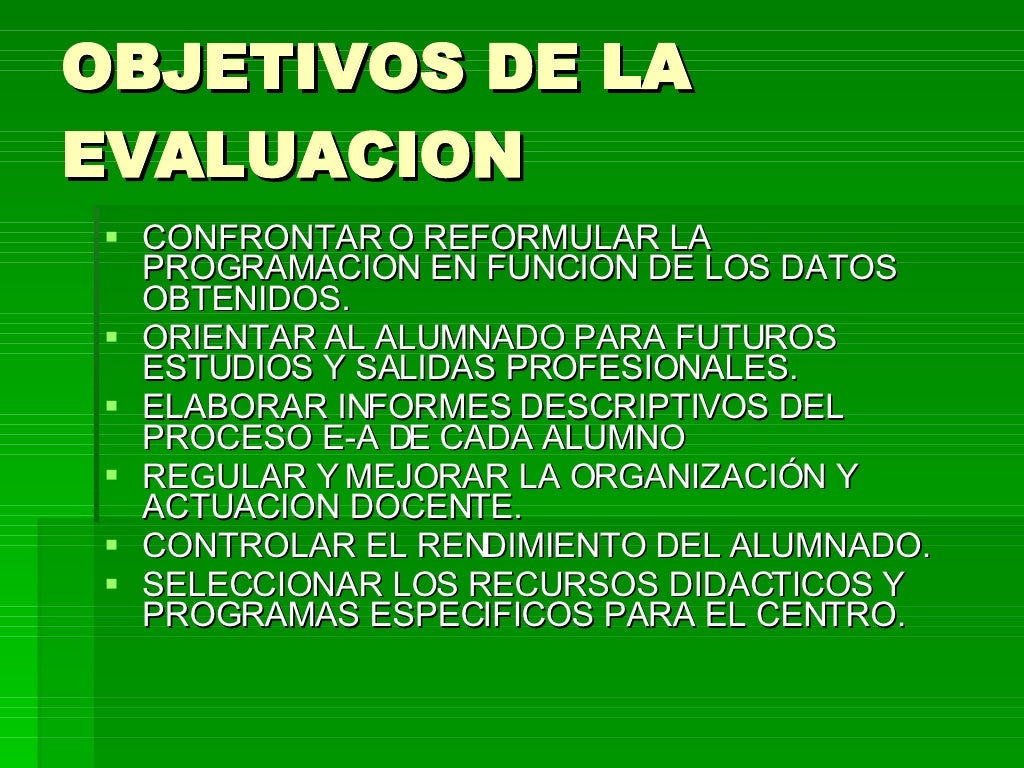 Objetivos De La Evaluacion