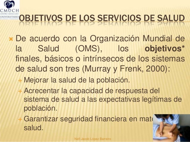 Objetivos de los servicios de salud