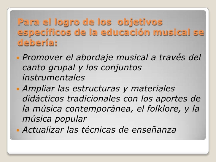 Objetivos específicos de la educación musical