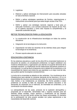 Objetivos tic en la edcacion