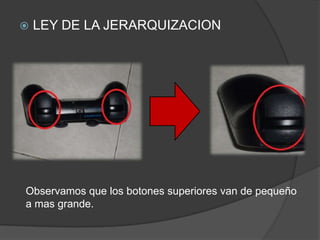 LEY DE LA JERARQUIZACIONObservamos que los botones superiores van de pequeño a mas grande.