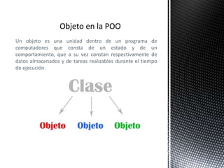 Clase y Objeto de la POO | PPTX