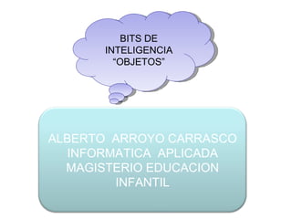 BITS DE INTELIGENCIA “ OBJETOS” ALBERTO  ARROYO CARRASCO INFORMATICA  APLICADA MAGISTERIO EDUCACION INFANTIL 