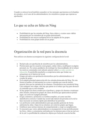 OBJETOS DE LAS REDES NING