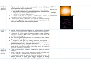 Estrela de
Mercúrio-
Manganês
 Tipo de estrela peculiar que apresenta uma raia espectral a 398,4 nm,
devido à absorção de mercúrio ionizado.
 São do tipo espectral B8 ou B9, e possuem duas características distintas:
1. Um excesso de atmosfera de elementos como fósforo, manganês, gálio,
estrôncio, ítrio, zircónio, platina e mercúrio;
2. Ausência de um campo magnético forte.
 A rotação deste tipo de estrelas é relativamente vagarosa e,
consequentemente, as suas atmosferas costumam ser calmas.
 Alguns tipos de átomos “submergem” sob a força da gravidade, enquanto
outros são empurrados para o exterior da estrela pela pressão de
radiação, compondo uma atmosfera não-homogénea.
Alpheratz
Gienah Corvi
Mulipheir
Dabih Minor Dabih
Estrela de
Preões
 Estrela compacta, hipotética, composta por preões (grupo de partículas
subatómicas que, teoricamente, poderiam compor os quarks e os leptões).
 As estrelas de preões teriam altíssimas densidades teriam densidades
altíssimas, excedendo 10-23 g/cm3 – intermediárias entre estrelas de
neutrões e buracos negros.
 Em princípio, estes objetos poderiam ser detectados por meio de lentes
gravitacionais de raios gama.
 A existência deste tipo de estrelas explicaria, parcialmente, a
discrepância entre as observações e os cálculos cinemáticos sobre a massa
das galáxias que levaram à hipótese da matéria escura.
 Seriam originadas a partir de explosões de supernovas ou a partir do big
bang, apesar de ser difícil explicar como é que objetos tão compactos
poderiam ser formados desta forma.
Estrela de
quarks ou
estrela
estranha
 Tipo de estrela exótica hipotética, composta por quarks ou matéria
estranha.
 Estas seriam fases ultra-densas de matéria degenerada, teorizada, como
os casos formados a partir de estrelas de neutrões massivas.
 Teoricamente, quando a matéria neutra-degenerada, pela força da
própria gravidade, a estrela atinge pressão suficiente, os neutrões
desagregam-se em quaks (quark Up e quark Down). Alguns destes quarks
 