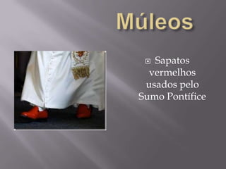 MúleosSapatos vermelhos usados pelo Sumo Pontífice
