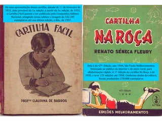 Há uma apresentação dessa cartilha, datada de 11 de fevereiro de 1932, data provável da 1a. edição. A partir da 5a. edição, de 1935, a Cartilha Fácil passou a ser publicada pela Companhia Editora Nacional, atingindo nessa editora a tiragem de 332.105 exemplares até sua última edição, a 40a., de 1957. Esta é da 47ª. Edição, ano 1944, São Paulo Melhoramentos. Destinada ao público do interior e do meio rural, para alfabetização rápida. A 1ª. Edição da cartilha Na Roça, é de 1935, e teve 133 edições até 1958. Conforme dados da editora, foram produzidos 278.000 exemplares 