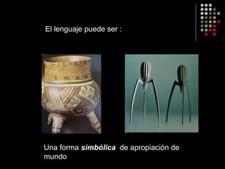 Una forma  simbólica   de apropiación de mundo El lenguaje puede ser : 