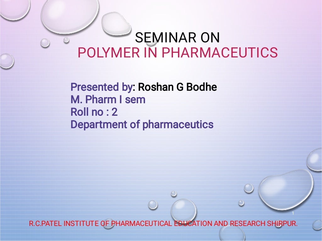 polymer in pharmacy and application of polymers