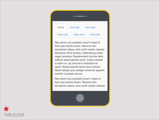 Elementos adaptados
Nem todos os elementos usados no desktop são funcionam
bem em outros meios de acesso. Nesse caso, você precisa
de uma alternativa.
 