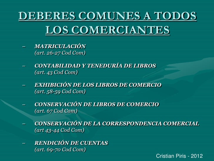 Obligaciones comerciante