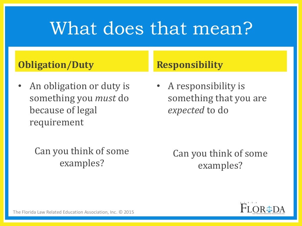 Which Of The Following Represents An Obligation Of The Company Obligations and responsibilities presentation 2.2