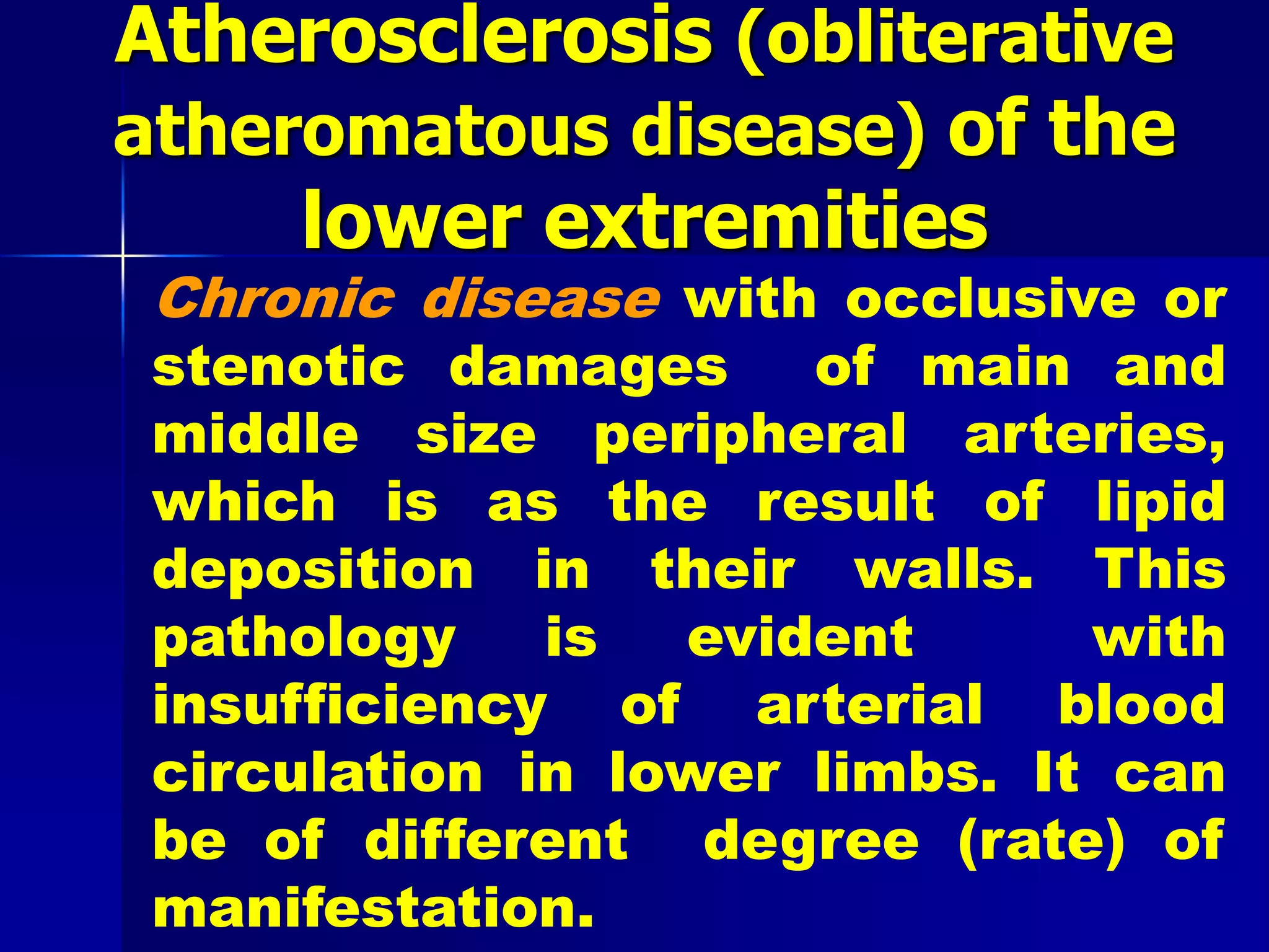 Obliterative diseases of the lower limbs (lecture vasilevsky v.p PPT