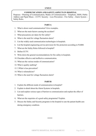OBM752 Hospital Management Question Bank | PDF