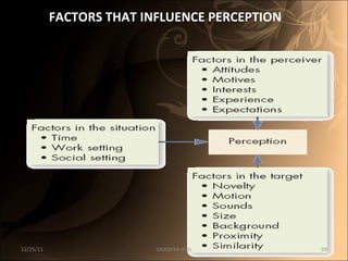 FACTORS THAT INFLUENCE PERCEPTION 12/25/11 SANDHYA ANIL 
