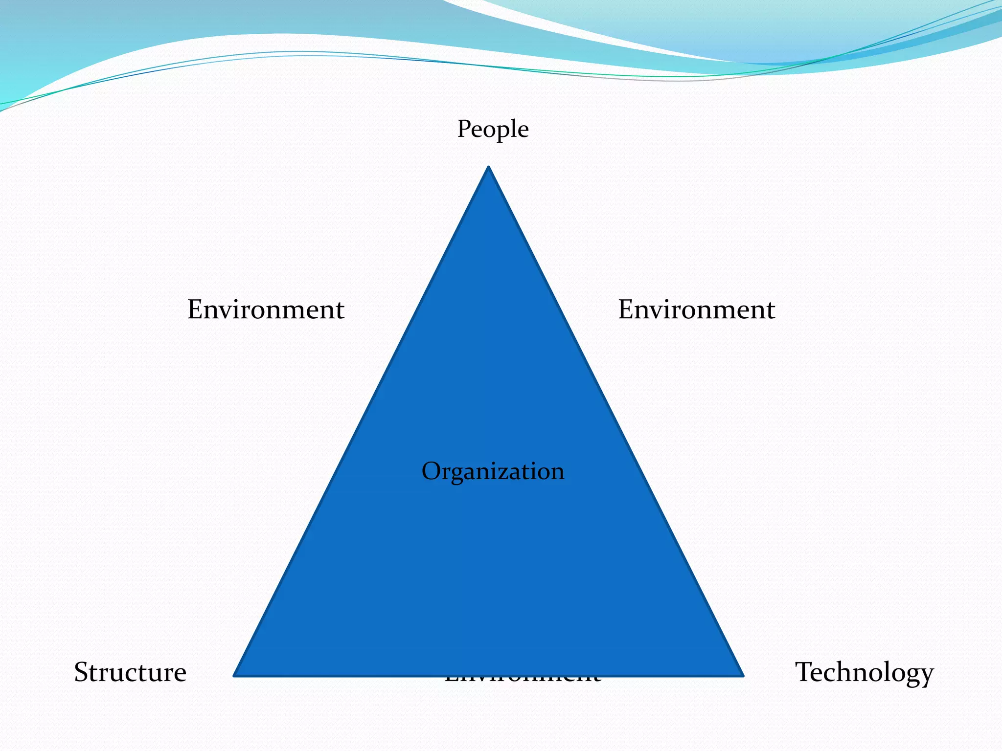 Environment Environment
Structure Environment Technology
Organization
People
 